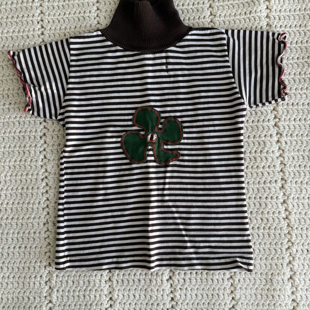 VTG 70s Striped Short Sleeve Buster Brown Children's Shirt Size 6 Groovy Flower